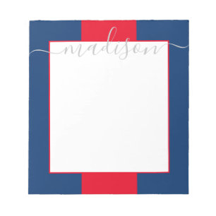 Colour Block Personalized Script Name Notepad
