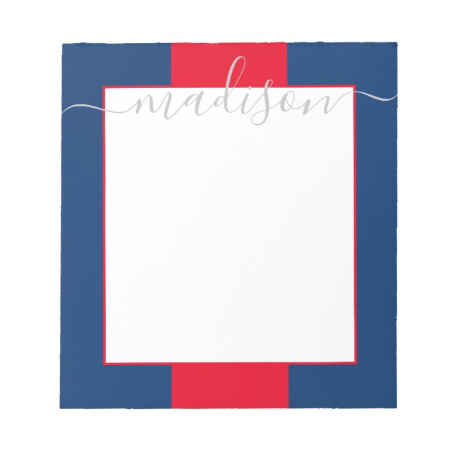 Colour Block Personalized Script Name Notepad (Front)