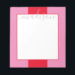 Colour Block Personalized Script Name Notepad<br><div class="desc">PreppyPrint.com - Add your personalized touch to this notepad. Click "personalize" then "customize" to change the font colour and size to adjust for the right look for your name. Transfer this design onto the products of your choice too! Please visit my designer store,  PreppyPrint.com,  for coordinating items.</div>