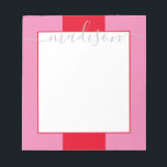 Colour Block Personalized Script Name Notepad<br><div class="desc">PreppyPrint.com - Add your personalized touch to this notepad. Click "personalize" then "customize" to change the font colour and size to adjust for the right look for your name. Transfer this design onto the products of your choice too! Please visit my designer store,  PreppyPrint.com,  for coordinating items.</div>