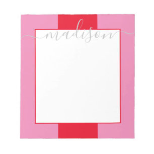 Colour Block Personalized Script Name Notepad