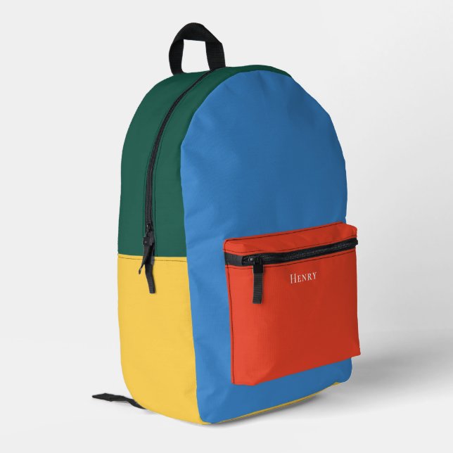 Colour Block Personalized with Name Printed Backpack (Back Corner Left)