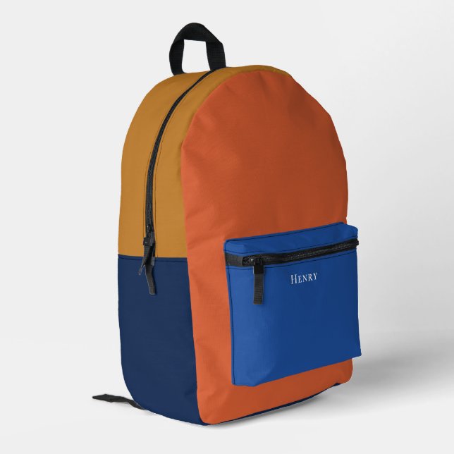 Colour Block Personalized with Name Printed Backpack (Back Corner Left)