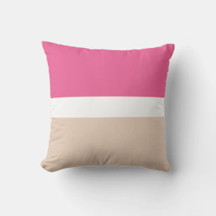 Colour Block Pink Beige Throw Pillow