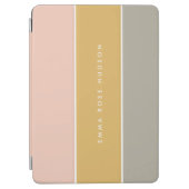 Colour Block Pink Gold Grey Stripe Monogram iPad Air Cover (Front)