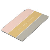 Colour Block Pink Gold Grey Stripe Monogram iPad Air Cover (Side)