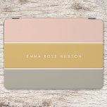 Colour Block Pink Gold Grey Stripe Monogram iPad Air Cover<br><div class="desc">A stylish colour block iPad case with 3 horizontal stripes in blush pink,  mustard gold and grey in a modern minimalist design style. The text can easily be customized with your name  for the perfectly personalized gift or accessory!</div>