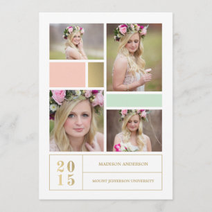 Colour Block Pink & Mint Graduation Invitation