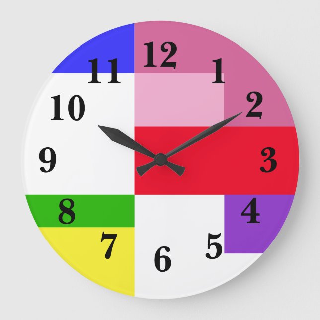 Colour Block Rainbow Large Clock (Front)