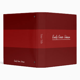Colour Block Rosewood & Red Berry Stripe Monogram Binder
