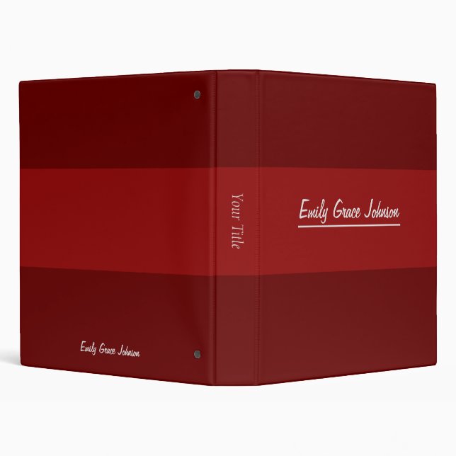 Colour Block Rosewood & Red Berry Stripe Monogram Binder (Background)