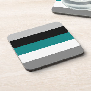 Colour Block Teal Blue Grey Black Coaster