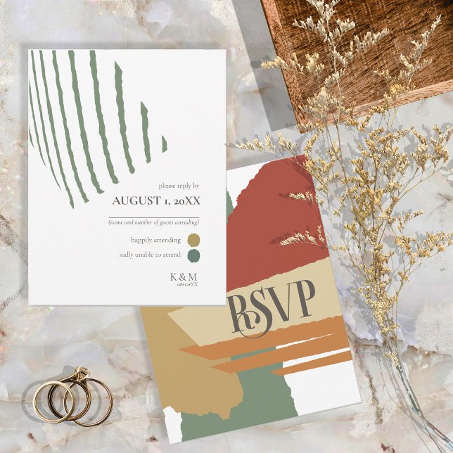 Colour Block Wedding Autumn ID740 RSVP Card (Creator Uploaded)