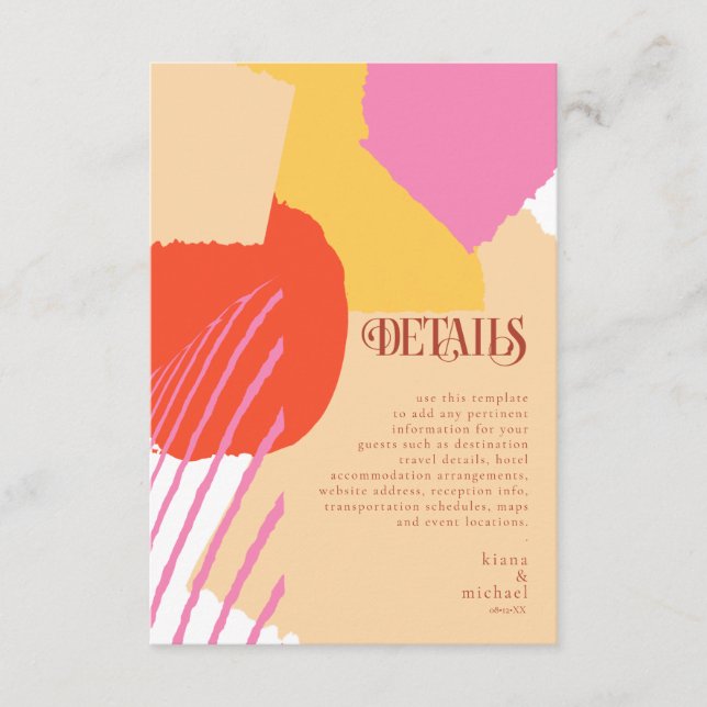 Colour Block Wedding Details Summer ID740 Enclosure Card (Front)