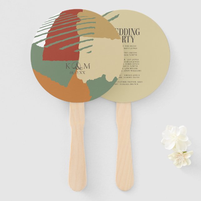 Colour Block Wedding Party Autumn ID740 Hand Fan (Front and Back)