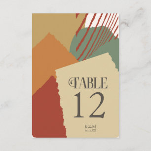 Colour Block Wedding Table Numbers Autumn ID740