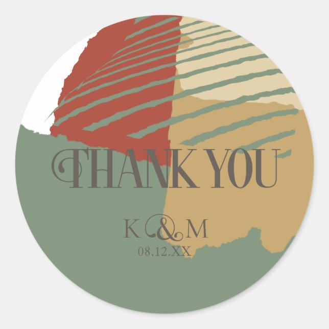 Colour Block Wedding Thank You Autumn ID740 Classic Round Sticker (Front)