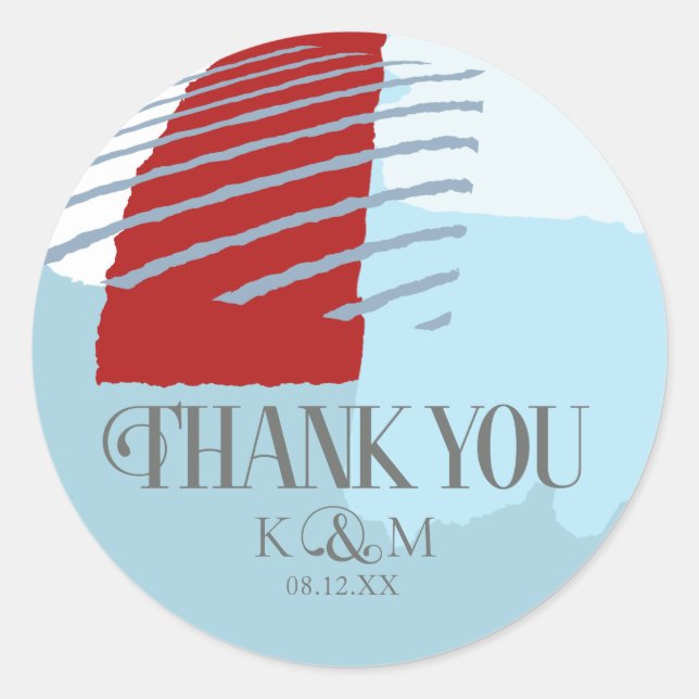 Colour Block Wedding Thank You Winter ID740 Classic Round Sticker (Front)