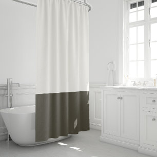 Colour-blocked shower curtain natural&dark green