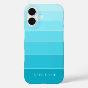 Colour Blocks Blue Monochromatic Name iPhone 16 Case