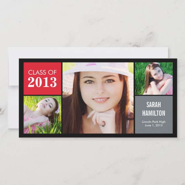 Colour Blocks Graduation Announcement Photo Card (Front)