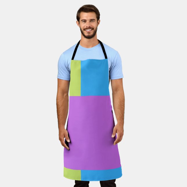 Colour Blocks Green Purple Blue Apron (Worn)