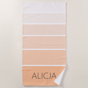 Colour Blocks Peach Fuzz   Elegant Name Beach Towel