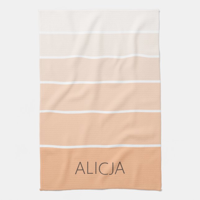Colour Blocks Peach Fuzz | Elegant Name Kitchen Towel (Vertical)