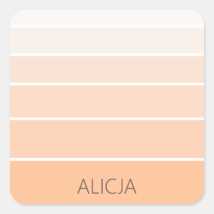 Colour Blocks Peach Fuzz   Elegant Name Square Sticker