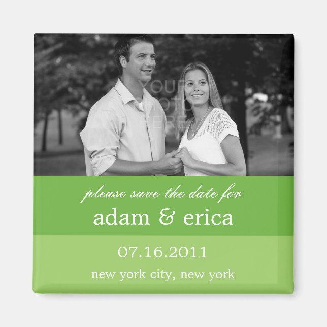 Colour Blocks Save The Date Magnet (Lime Green) (Front)