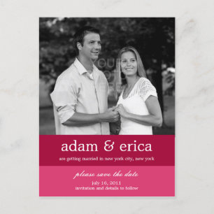 Colour Blocks Save The Date Postcard (Pink)