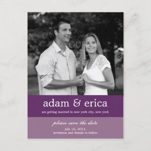Colour Blocks Save The Date Postcard (Purple)