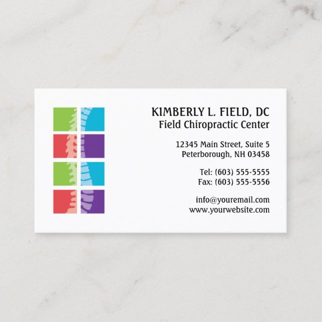 Colour Blocks Spine Chiropractic Appointment Cards (Front)