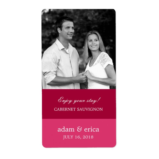 Colour Blocks Wedding Wine Labels (Pink) (Front)