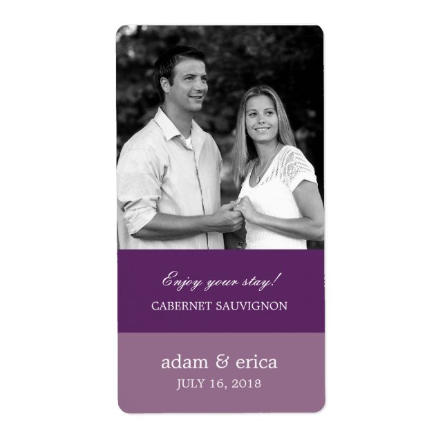 Colour Blocks Wedding Wine Labels (Purple) (Front)
