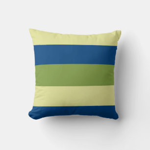 Colour Blue Green Light-Yellow Retro Stripes Throw Pillow