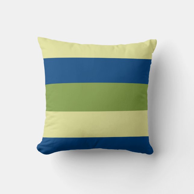 Colour Blue Green  Light-Yellow Retro Stripes Throw Pillow (Front)