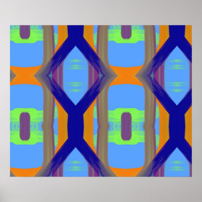 Colour Blue Green Orange Customized Art Pattern Poster (Front)