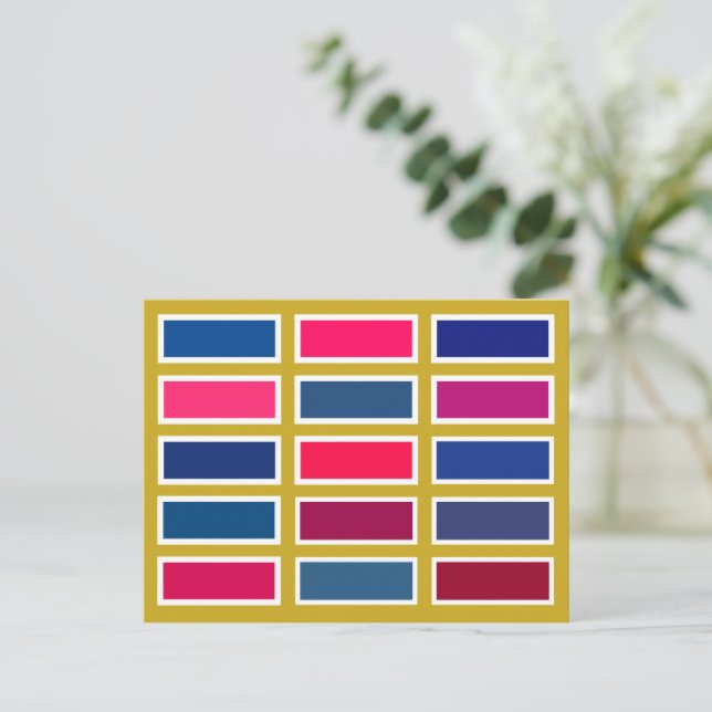 Colour Bricks (blue/pink) Postcard (Standing Front)