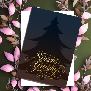 Colour & Brown Season's Greetings Christmas Tree Foil Holiday Card