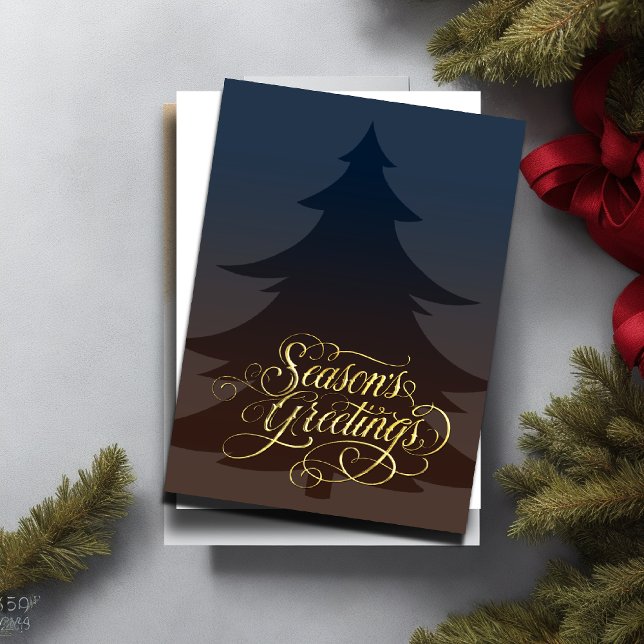 Colour & Brown Season's Greetings Christmas Tree Holiday Card (Creator Uploaded)