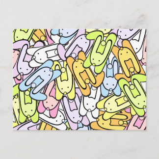 colour bunnies postcard