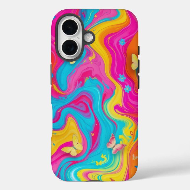 Colour Burst Butterfly Marble Phone Case (Back)