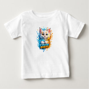 Colour Burst Cat – Cute Toddler Graphic Tee