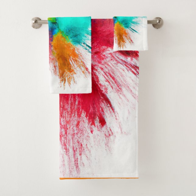 Colour Burst Centerpiece Art Bath Towel Set (Insitu)