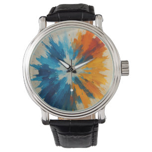 Colour Burst Clock – Abstract Art Timepiece in Blu Watch