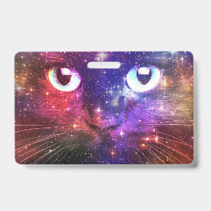 Colour Burst Galaxy Cat Badge