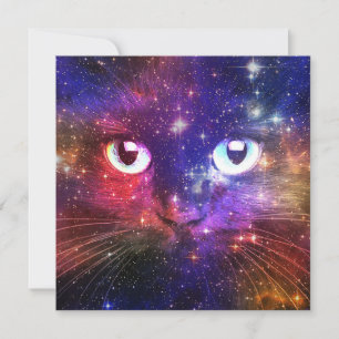 Colour Burst Galaxy Cat  Invitation