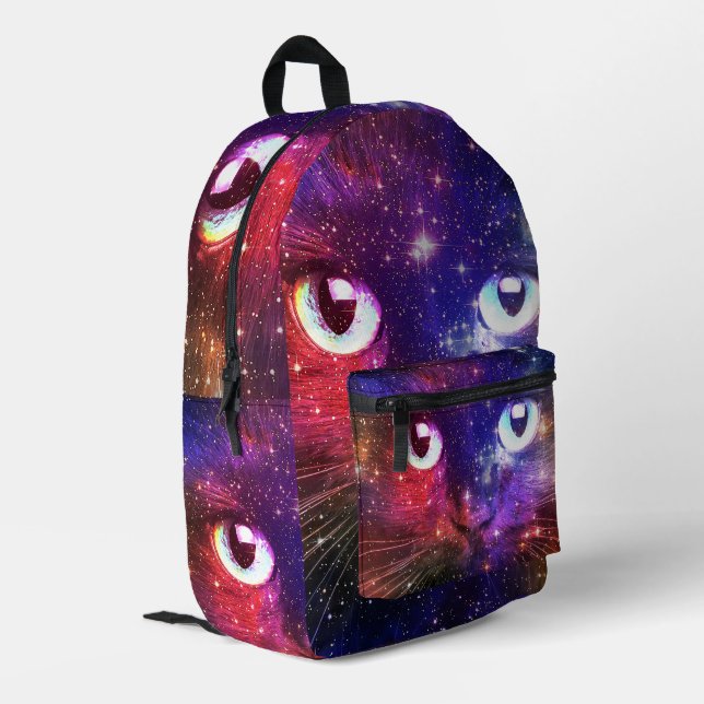 Colour Burst Galaxy Cat  Printed Backpack (Back Corner Left)