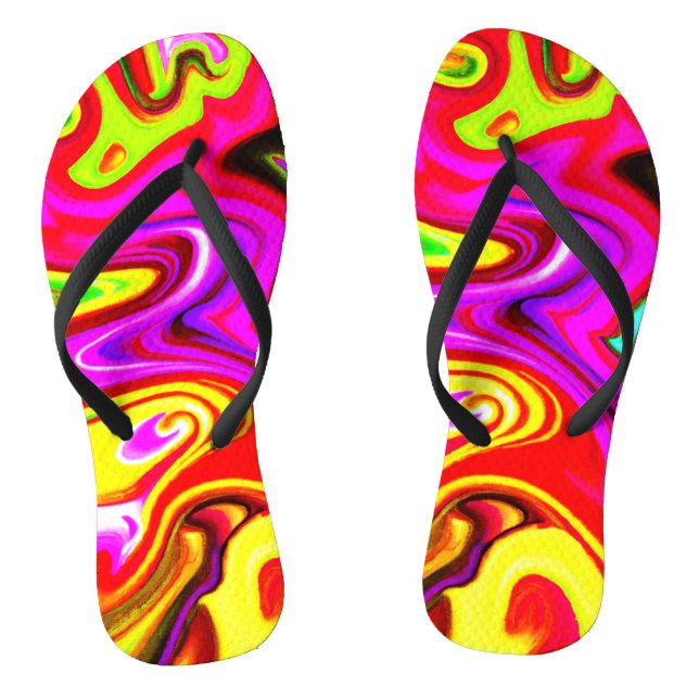 Colour Burst Pattern Flip Flops (Footbed)